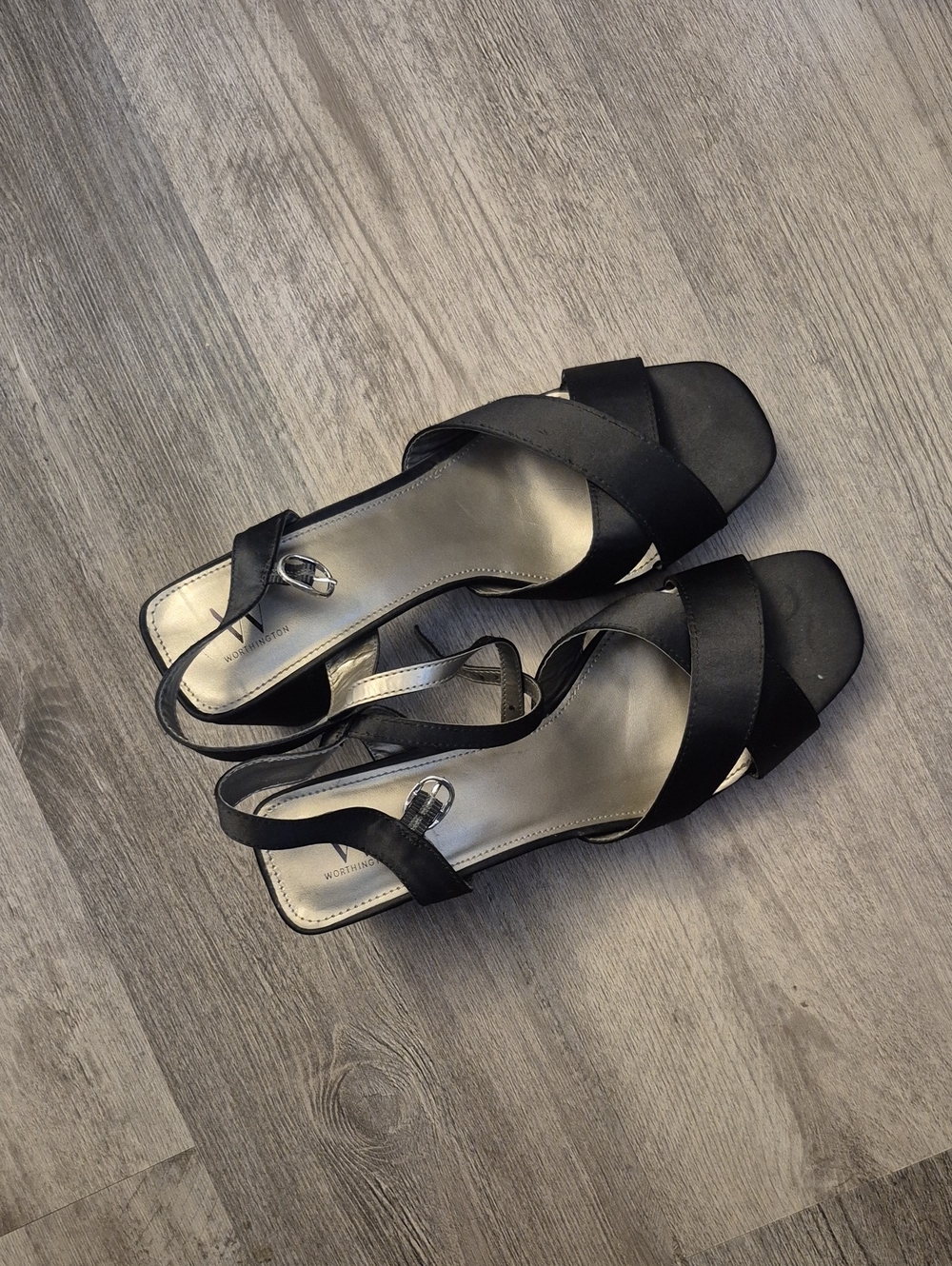Worthington Black Crisscross Slingback Block Heels